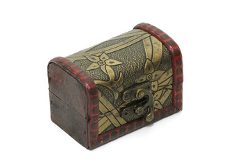 Treasure box, Vintage Old Storage Box Isolated On White Background