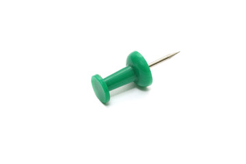 isolated green push pin on white background