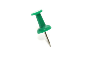 isolated green push pin on white background