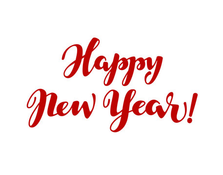 Happy New Year lettering. Vector calligraphy element for design greeting card