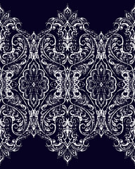 Paisley seamless pattern, ornamental indian border, decorative lace motif