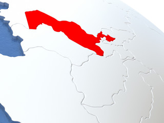 Uzbekistan on globe