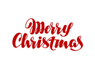 Merry Christmas handwritten lettering. Vector calligraphy element for design xmas card