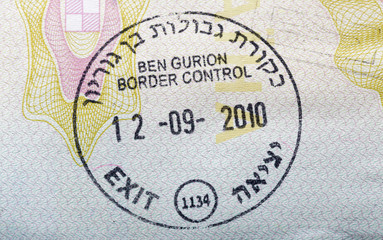 Fototapeta na wymiar Israel visa stamp in passport