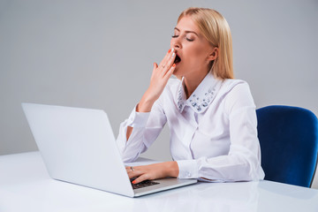 Young businesswoman working at laptop computer