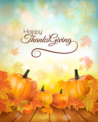 Happy Thanksgiving banner with autumn vegetables. Vector.