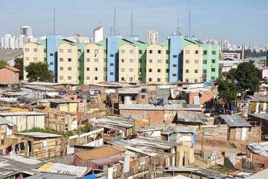 Slum and building popular in Sao Paulo. Illegal and fragile constructions near
housing financed by the government for the poorest people.