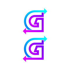 Letter G logo design template. Arrow creative sign