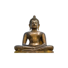 polygon Buddha sitting statue . poly low (geometric ) isolate on white 
