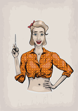 Female woman girl coiffeuse, hairdresser, barber, beautician has