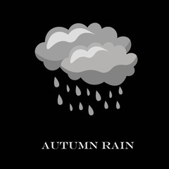 Blue Cloud Rain icon isolated on background. Modern simple cartoon forecast storm sign.