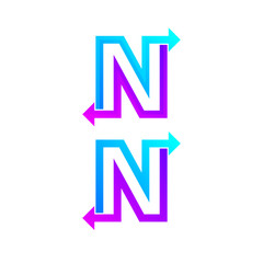 Letter N logo design template. Arrow creative sign