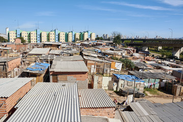 Shacks in the slum in Sao Paulo
