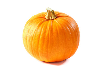 Ripe whole  pumpkin on white
