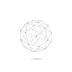 Sphere of the lines with dots. Icon in the shape of geometric sphere. Icon logo technological company - 123472362