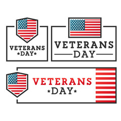 Veterans day. Set vector label, emblem, banner.