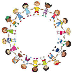 Ein Kreis glücklicher Kinder