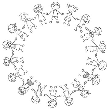 Ein Kreis glücklicher Kinder