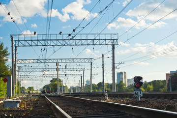 Fototapeta na wymiar view of railway on summer day