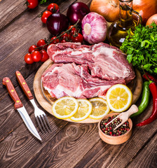 Raw fresh marbled meat Steak and seasonings