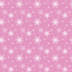 Christmas or new year seamless pattern ,white snowflakes on the pink background