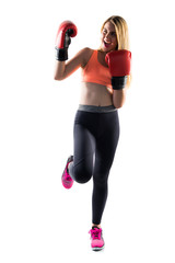 Lucky girl with boxing gloves