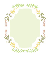 Big frame with autumn wreath of plants. Garland of flowers and leaves. 