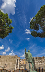 Emperor Julius Caesar Statue in front of Ancient Trajan's Market