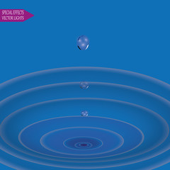 Vector falling drop of water.