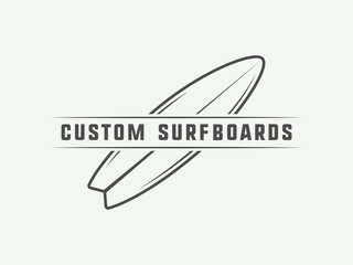 Vintage surfing logo, emblem, badge, label, mark. 
