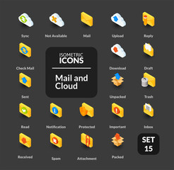 Color icons set in flat isometric illustration style, vector collection