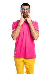 Happy man with colorful clothes