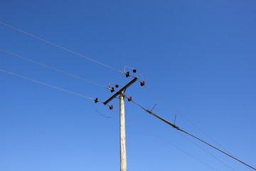 telegraph pole and blue sky