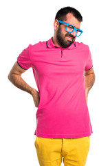 Man with colorful clothes with back pain