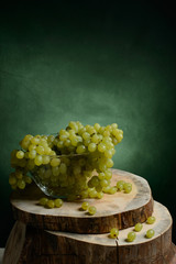 Fresh grapes on the wood table