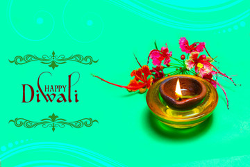 Happy diwali or happy deepawali greeting