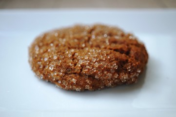Ginger snap cookie with sparkling crystallized sugar