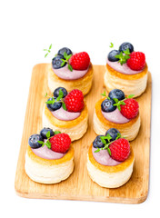 puff  pastry stuffed with soft blueberry curd with berries and t