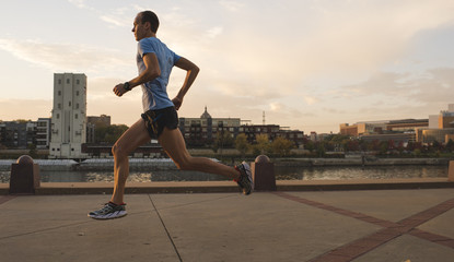 Man running, Harriet Island, Saint Paul, Hokah, Houston County, Minnesota, USA , side view , close up