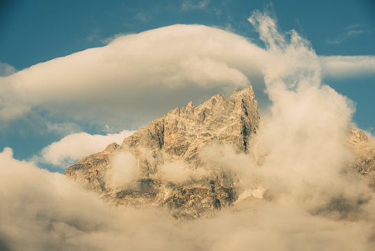 Mountain peak, Jackson Hole, Jenny Lake, Grand Teton, Wyoming, United States of America
