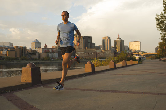 Man running, Harriet Island, Saint Paul, Hokah, Houston County, Minnesota, USA 