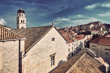 Fototapeta premium Dubrovnik Old Town roofs at sunset