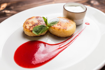Fried fritters on plate