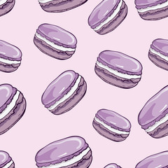 Seamless pattern with cute macaroons
