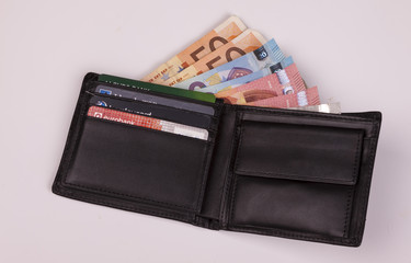 Euros in black wallet