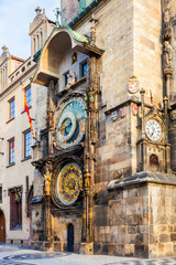 Obraz premium Prague astronomical clock in the building of the Old Town Hall. Prague, Czech Republic.