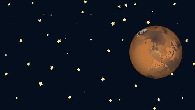Animated Cartoon Mars and Saturn on a Starry Night