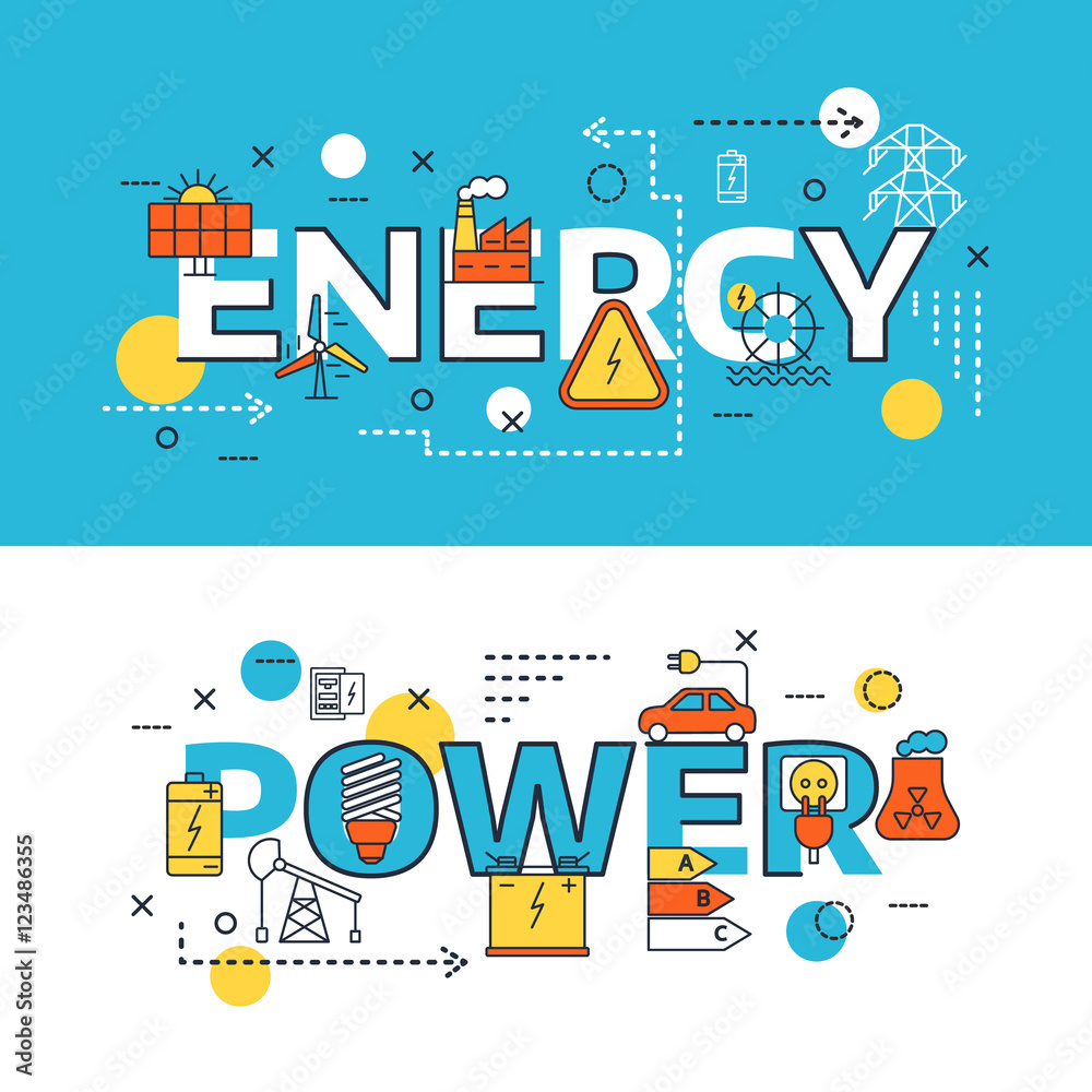 Sticker energy sources banner set