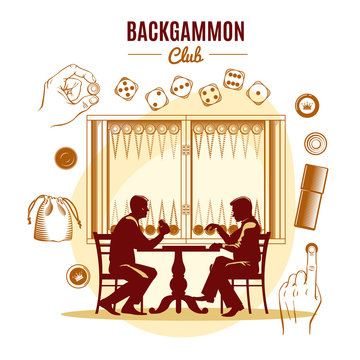 Backgammon Club Vintage Style Design