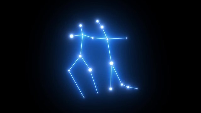 Zodiac Gemini Star Constellation Forming in Glowing Light